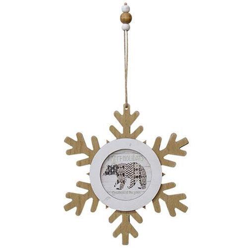 Happy Holidays Nordic Bear Wood Ornament - The Fox Decor