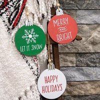 Holiday Sayings Wood Round Ornament 3 Asstd - The Fox Decor