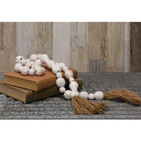 Distressed White Wood Bead Garland - The Fox Decor