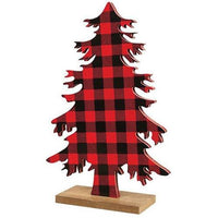 Red & Black Buffalo Check Wood Tree Large - The Fox Decor