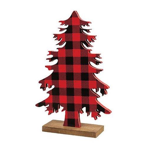 Red & Black Buffalo Check Wood Tree Medium - The Fox Decor