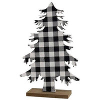 Black & White Buffalo Check Wood Tree Large - The Fox Decor