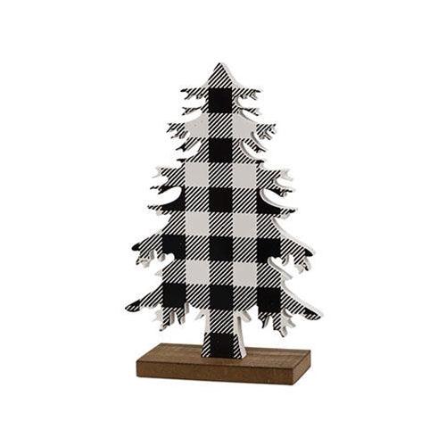 Black & White Buffalo Check Wood Tree Small - The Fox Decor