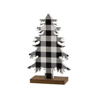 Black & White Buffalo Check Wood Tree Small - The Fox Decor