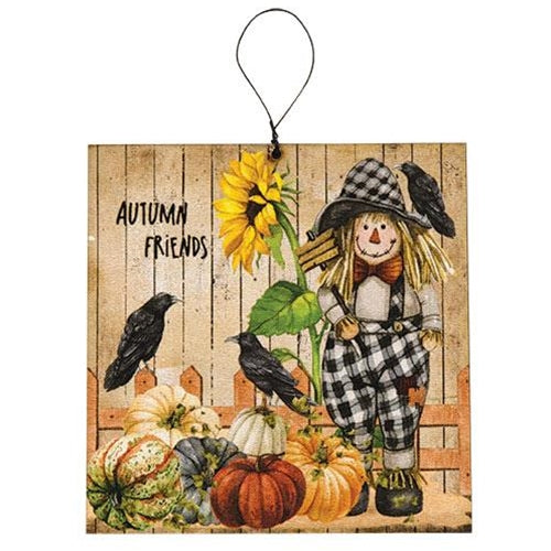 Scarecrow & Friends Square Ornament 3 Asstd