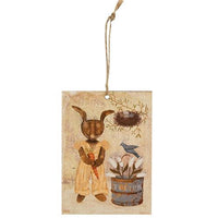 Primitive Spring Bunny Ornament 3 Asstd - The Fox Decor