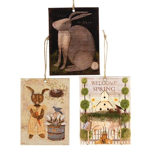 Primitive Spring Bunny Ornament 3 Asstd - The Fox Decor