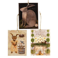Primitive Spring Bunny Ornament 3 Asstd - The Fox Decor
