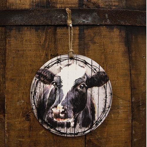 Beadboard Cow Portrait Ornament - The Fox Decor