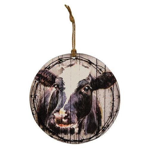 Beadboard Cow Portrait Ornament - The Fox Decor