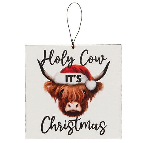 Holy Cow It's Christmas Square Ornament - The Fox Decor