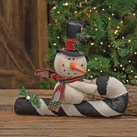 Stuffed Top Hat Snowman on Candy Cane - The Fox Decor