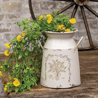 Hello Spring Flowers Embossed Cream Milk Can - The Fox Decor