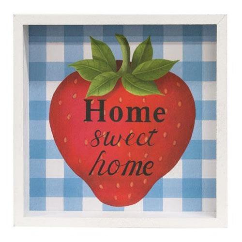 Home Sweet Home Strawberry Framed Box Sign - The Fox Decor