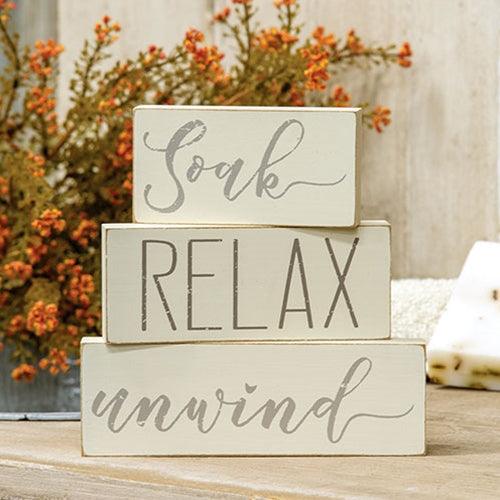 3 Set Soak Relax Unwind Blocks - The Fox Decor