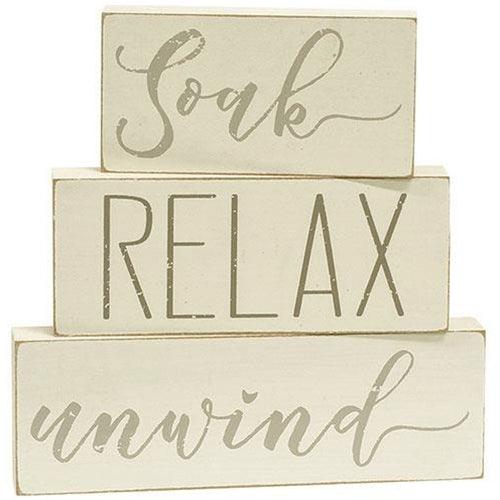 3 Set Soak Relax Unwind Blocks - The Fox Decor