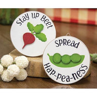 Spread Hap-pea-ness Mini Round Easel Sign 2 Asstd - The Fox Decor