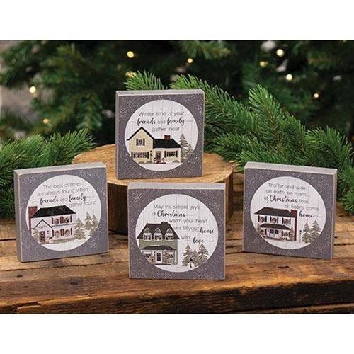 Friends and Family Winter House Square Block 4 Asstd - The Fox Decor