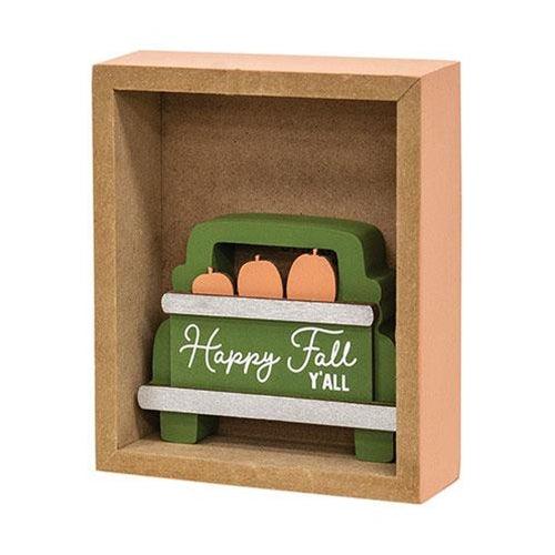 2 Set Fall Kinda Girl Box Sign with Happy Fall Pumpkins Truck Sitter - The Fox Decor