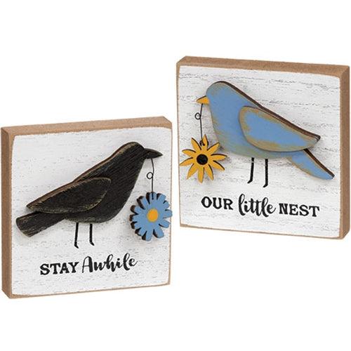 Our Little Nest Layered Bird & Daisy Block 2 Asstd - The Fox Decor