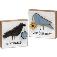 Our Little Nest Layered Bird & Daisy Block 2 Asstd - The Fox Decor