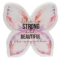 She Is Strong and Beautiful Wooden Butterfly Sitter - The Fox Decor