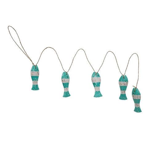 Distressed Wooden Fish Garland 6 Asstd - The Fox Decor