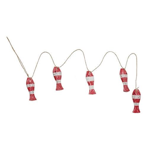 Distressed Wooden Fish Garland 6 Asstd - The Fox Decor