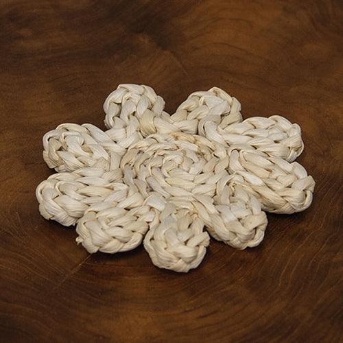 Corn Husk Flower Shape Candle Mat Small - The Fox Decor