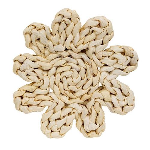 Corn Husk Flower Shape Candle Mat Small - The Fox Decor