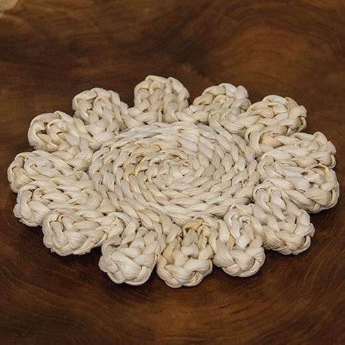 Corn Husk Flower Shape Candle Mat Medium - The Fox Decor