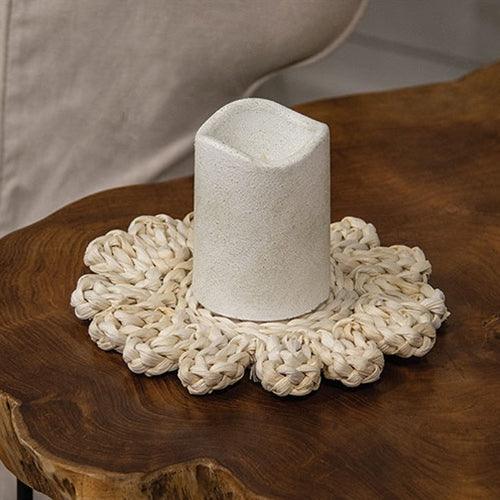 Corn Husk Flower Shape Candle Mat Medium - The Fox Decor