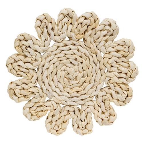Corn Husk Flower Shape Candle Mat Medium - The Fox Decor