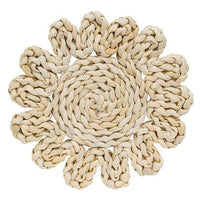 Corn Husk Flower Shape Candle Mat Medium - The Fox Decor