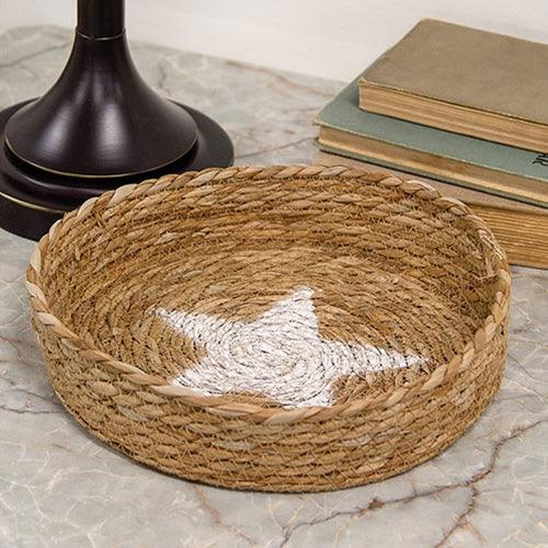 Natural Jute Candle Tray w Star - The Fox Decor