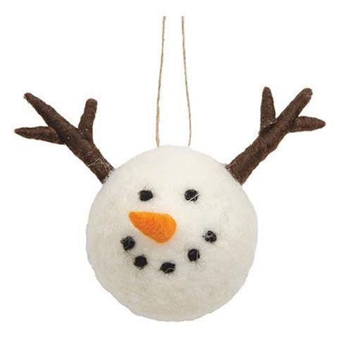 Felted Wool Snowman Reindeer Ornament - The Fox Decor