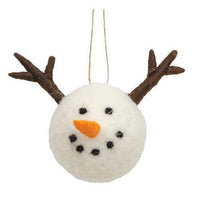 Felted Wool Snowman Reindeer Ornament - The Fox Decor