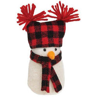 Felted Wool Buffalo Check Snowman Ornament - The Fox Decor