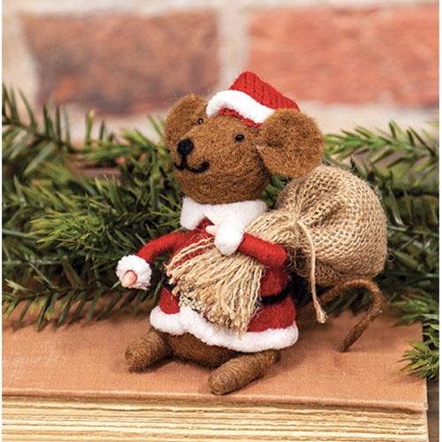 Santa Mouse Felted Ornament - The Fox Decor