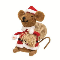Santa Mouse Felted Ornament - The Fox Decor