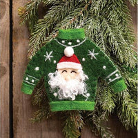 Santa Christmas Sweater Felted Ornament - The Fox Decor
