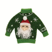Santa Christmas Sweater Felted Ornament - The Fox Decor