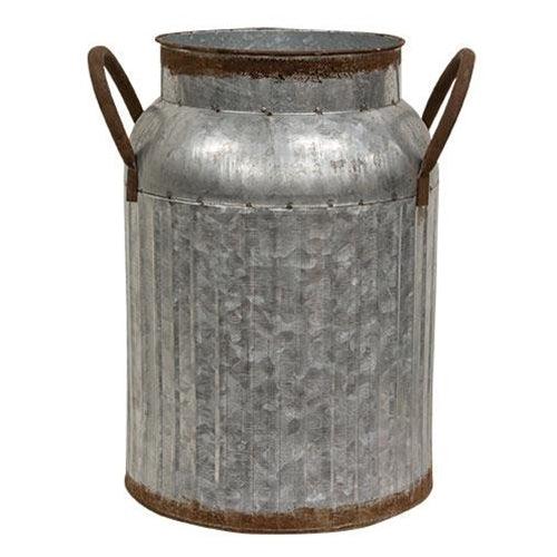 Distressed Metal Ribbed Milk Can Large - The Fox Decor