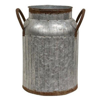 Distressed Metal Ribbed Milk Can Large - The Fox Decor
