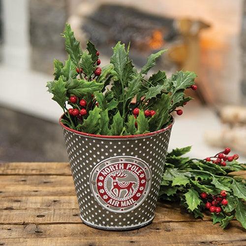 North Pole Air Mail Embossed Metal Bucket - The Fox Decor
