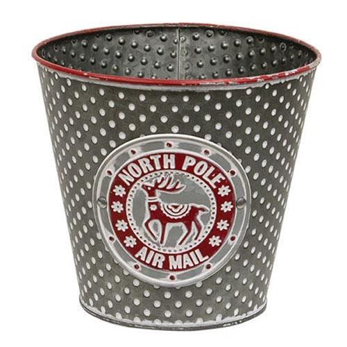 North Pole Air Mail Embossed Metal Bucket - The Fox Decor