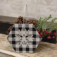 Black & White Buffalo Check Snowflake Hexagon Container - The Fox Decor