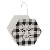 Black & White Buffalo Check Snowflake Hexagon Container - The Fox Decor