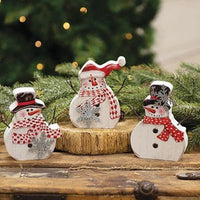 Wooden Snowman Block 3 Asstd - The Fox Decor