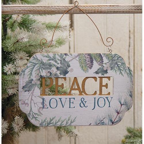 Peace Love and Joy Greenery Plaque - The Fox Decor